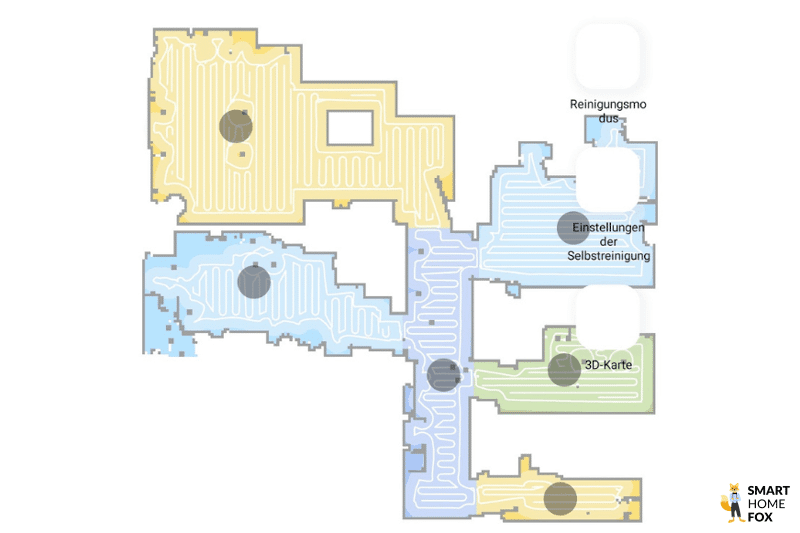 Die Fahrtwege der Lasernavigation des Dreame L10s Ultra sind zu sehen.